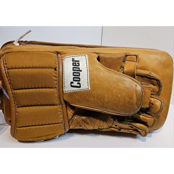VINTAGE COOPER GM12 HOCKEY LEATHER GOALIE GLOVE W GM6 JR BLOCKER FULL RIGHT - Picture 15 of 16